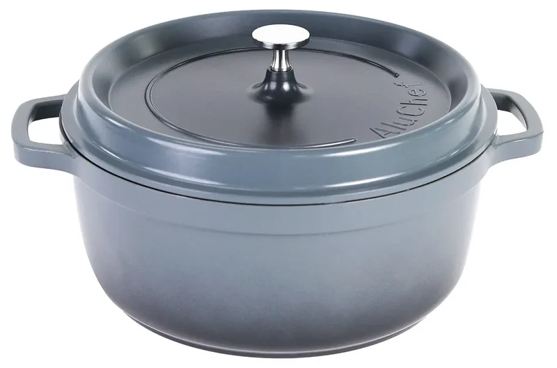 Aluminiumguss Cocotte Schmorkochtopf rund 28 cm grau