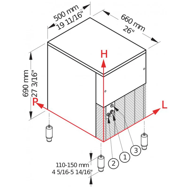 Eisbereiter PEBBLE ICE 90 kg, mit 20-kg-Vorratsbehälter – WASSER - PEB90/20W
