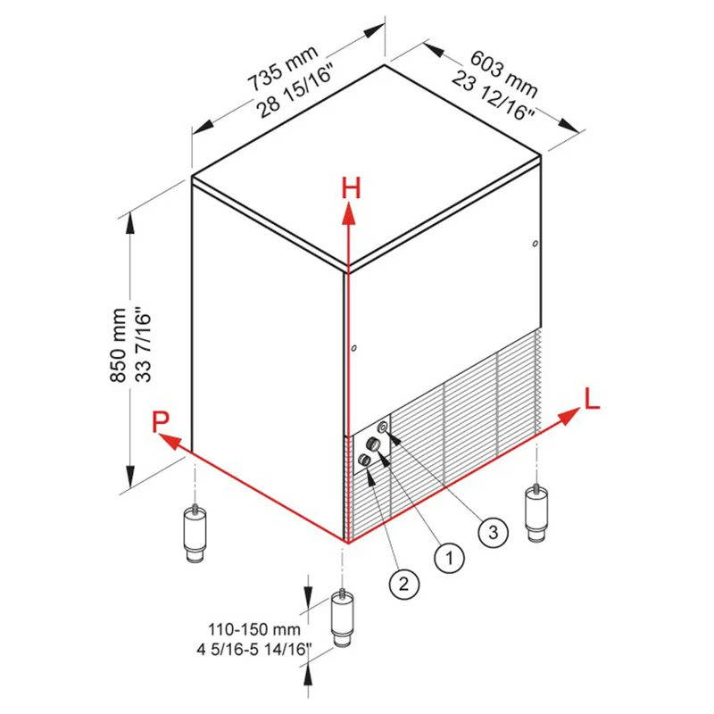 Eiswürfelbereiter CUBO ICE 72 kg, mit 40-kg-Vorratsbehälter – LUFT - CUB80/40A