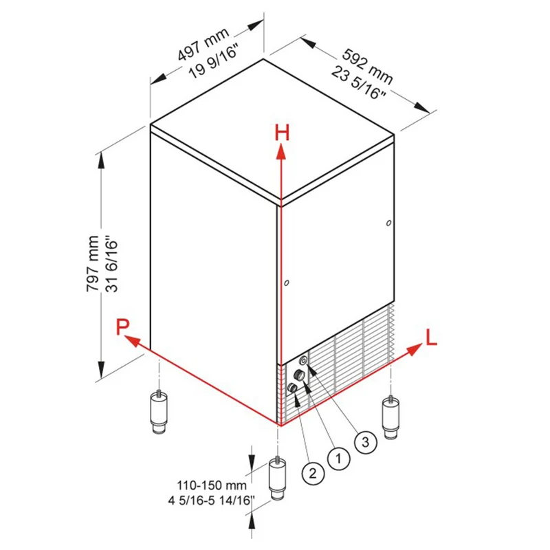 Eiswürfelbereiter CUBO ICE 48 kg, mit 25-kg-Vorratsbehälter – LUFT - CUB50/25A