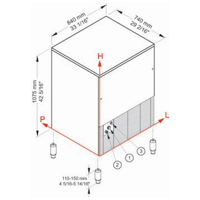 Eiswürfelbereiter CUBO ICE 152 kg, mit 65-kg-Vorratsbehälter – LUFT - CUB160/65A