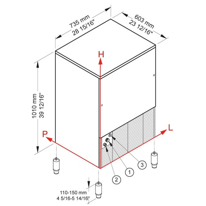 Eiswürfelbereiter CUBO ICE 95 kg, mit 55 kg, Vorratsbehälter – WASSER - CUB100/55W