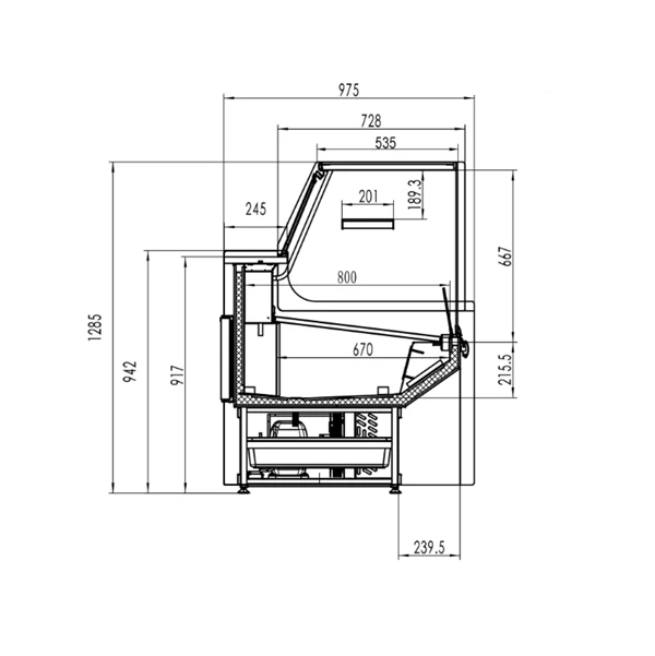 Gekühlte Fleischtheke – 2480 mm mit Einzelregal