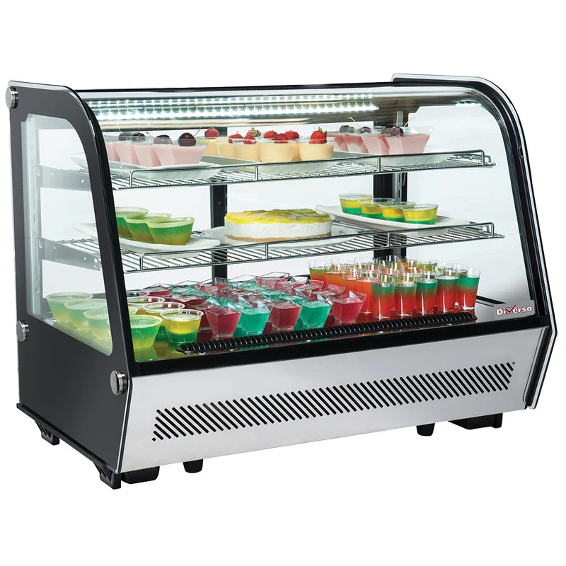Professionelle Thekenkühlvitrine mit Panorama-Glasfront, für GN 1/1 & EN 400x600, WR-DR16-B6