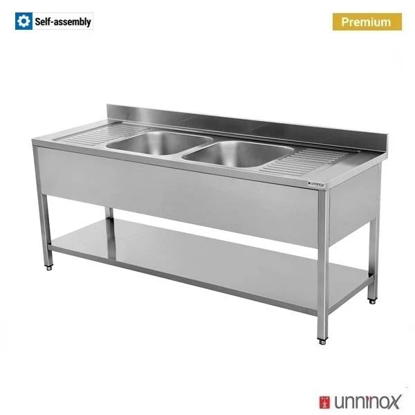 200x70xH85cm – 2 Spülen Mitte