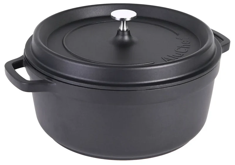 Aluminiumguss Cocotte Schmorkochtopf rund 28 cm schwarz