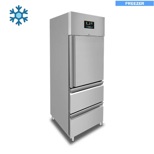 Gefrierschrank – 1 Tür – GN 2/1 – 650 Liter – 1 Halbtür und 2 Schubladen