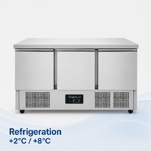 Kühlarbeitsplatte 3 Türen (1/1 GN) +2°C / +8°C 137x70x85(h) cm
