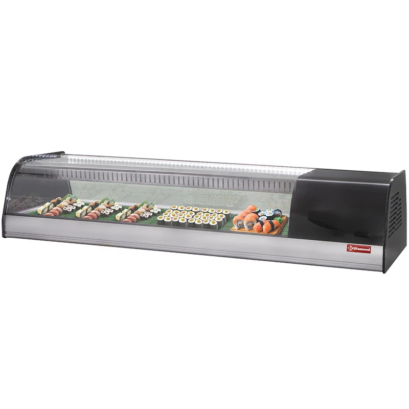 Sushi Aufsatzkühlvitrine 138 cm , Edelstahl , Statische Kühlung, TR6-SH/R6