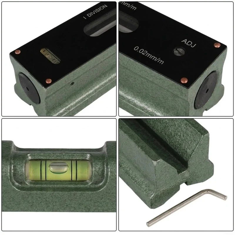 Shop Grade Precision Spirit Level Machinist Tool 0.02mm Accuracy Rock Solid Steel Vial Dead Nuts Alignment For Machine Bed Setup And Heavy Duty Fixtures
