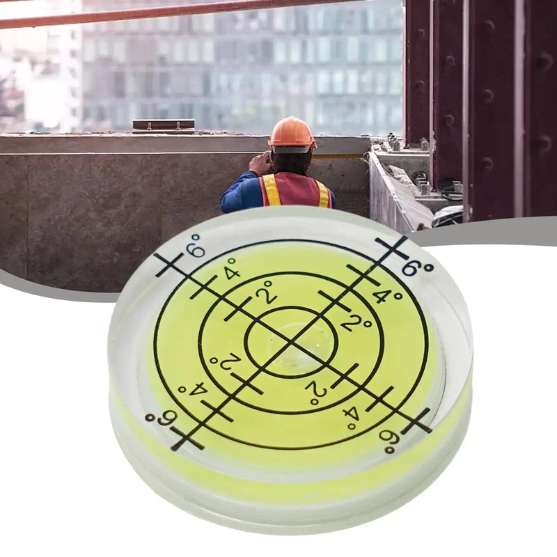 Top Notch 32Mm Mini Round Bubble Level With Glowing Fluorescent Readout And Bold Black Grid Lines Built Tough For Tight Camera Gear Slots And Zero Fuss Furniture Install Jobs