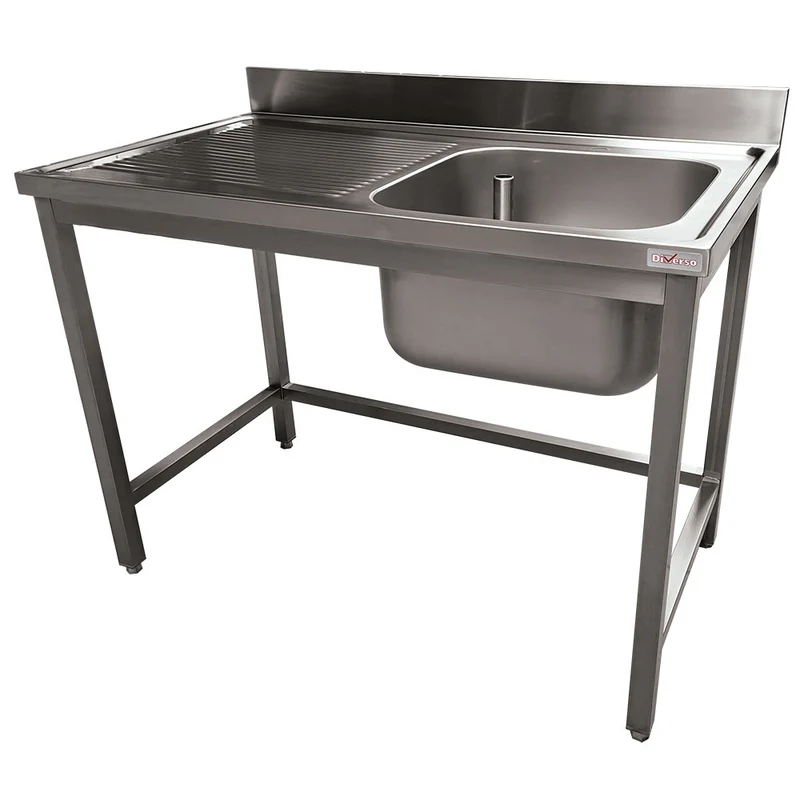 Profi Spültisch 1200mm , 1 Becken , Abtropffläche links , ohne Grundboden, WR-C1E1-2G