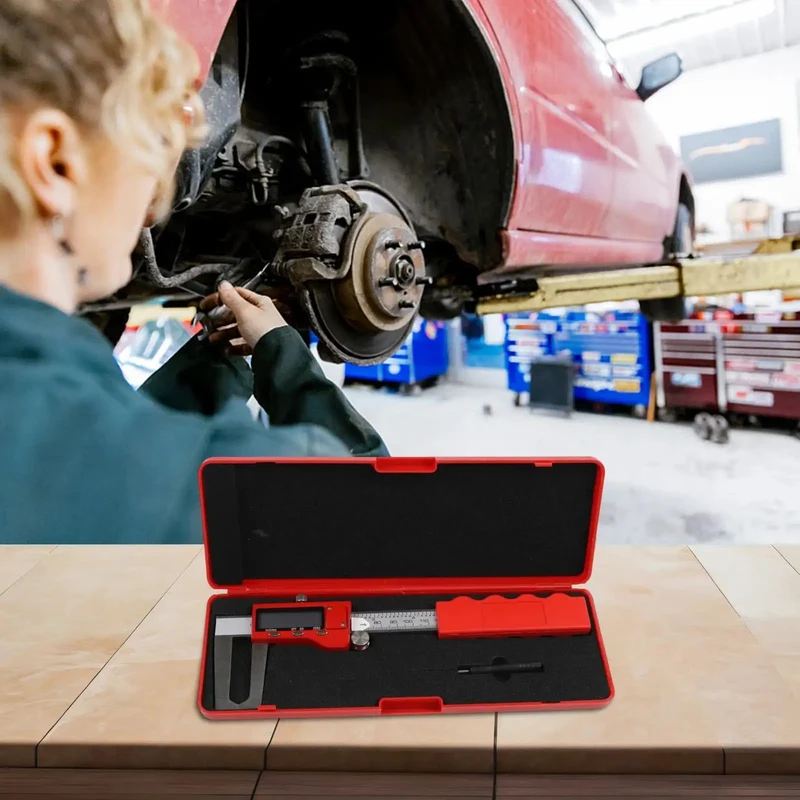 Pro Shop Digital Brake Caliper Lcd Electronic Vernier Disc Pad Thickness Gauge Steel Body Zero To 150 Mm Span Backyard Garage Ready Automotive Diagnostic Kit Wrench Turners Straight Shot Measure For Standard Cars And Light Trucks