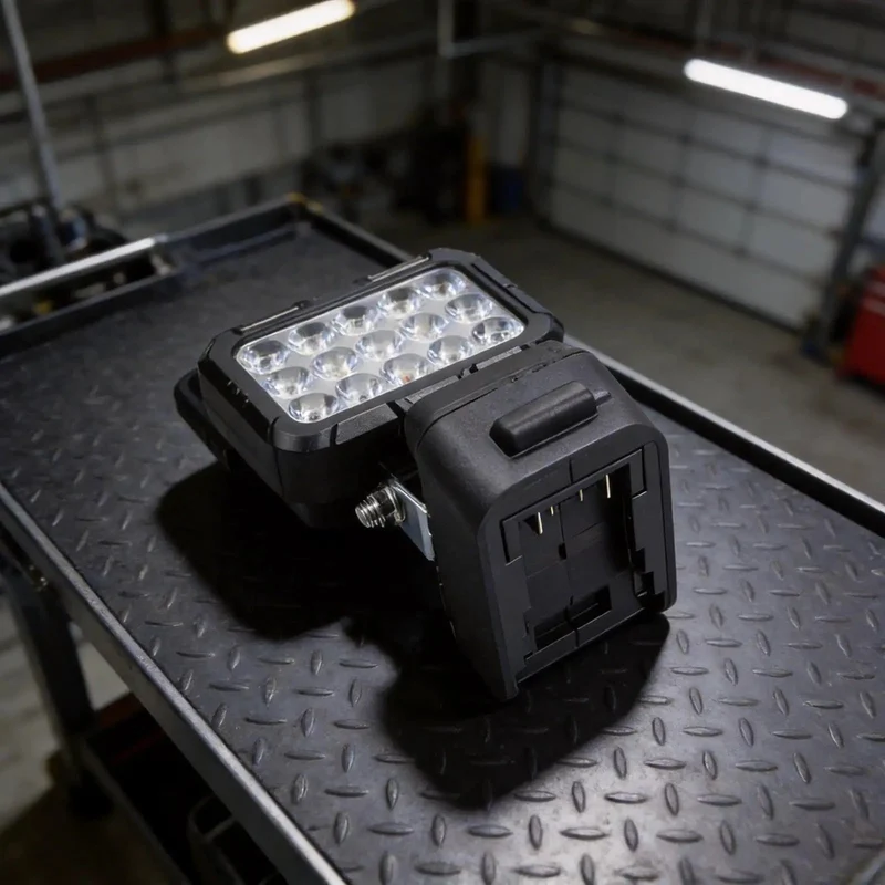 Heavy Duty Cordless Work Light With 18V Battery Powered High Brightness LED Floodlight IP67 Rugged Waterproof Construction Lighting Kickass Beam For Pros And Diyers All Day Grind