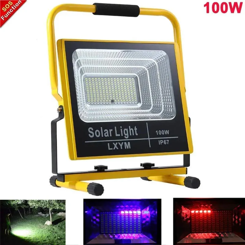 Badass Grip 100W Rechargeable LED Work Light Portable Floodlight 6000 Lumens With Red And Blue Emergency Flashers For Roadside Breakdowns And Weekend Warrior Builds