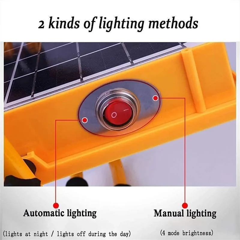 Heavy-Duty 50W Solar Rechargeable LED Floodlight With Strobe And Red Blue Emergency Warning Lights Rugged Waterproof Work Lamp For Outdoor Security Tailgate Camping And Pro Job Sites Beast Mode Lighting