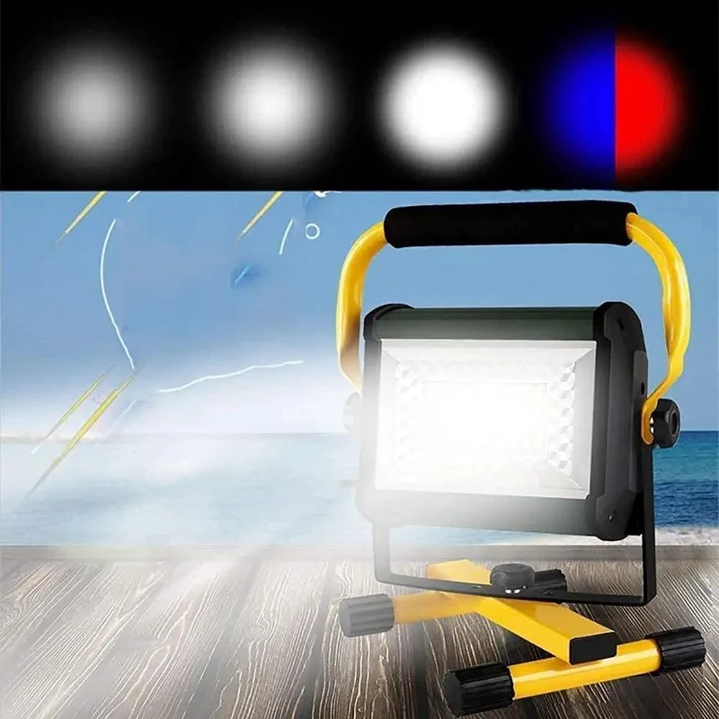 Rugged 100W Led Floodlight With Four Slick Brightness Toggles And IP65 Waterproof Shell For Beefy Job Site Lighting Backyard Chill Hangouts Or Weekend Campout Trips