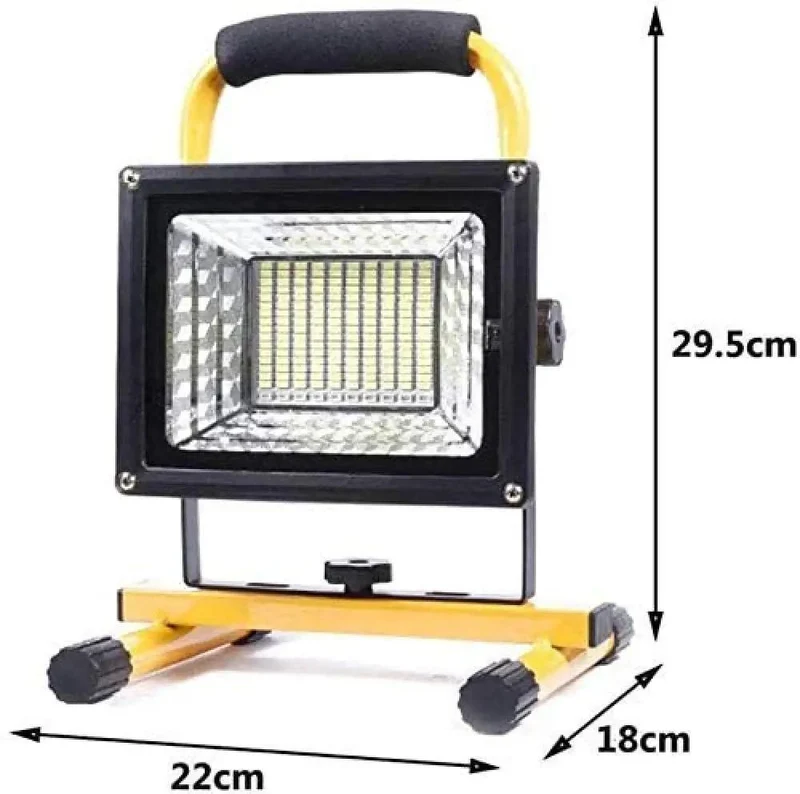 Built Tough 500W LED Floodlight Spotlight With Foldable Adjustable Tripod Stand Portable Rechargeable Fixture 130 LEDs 270 Degree Swivel Head No Hassle Setup For Jobsites Or Tailgates Anywhere