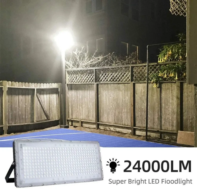 Rock Solid 6 Pack Outdoor LED Flood Lights 300W Pump Out 24000 Lumens Blazing 6000K Cool White Coverage IP65 Sealed Weatherproof Shield For Yards And Job Sites With Beefy Swivel Mounts