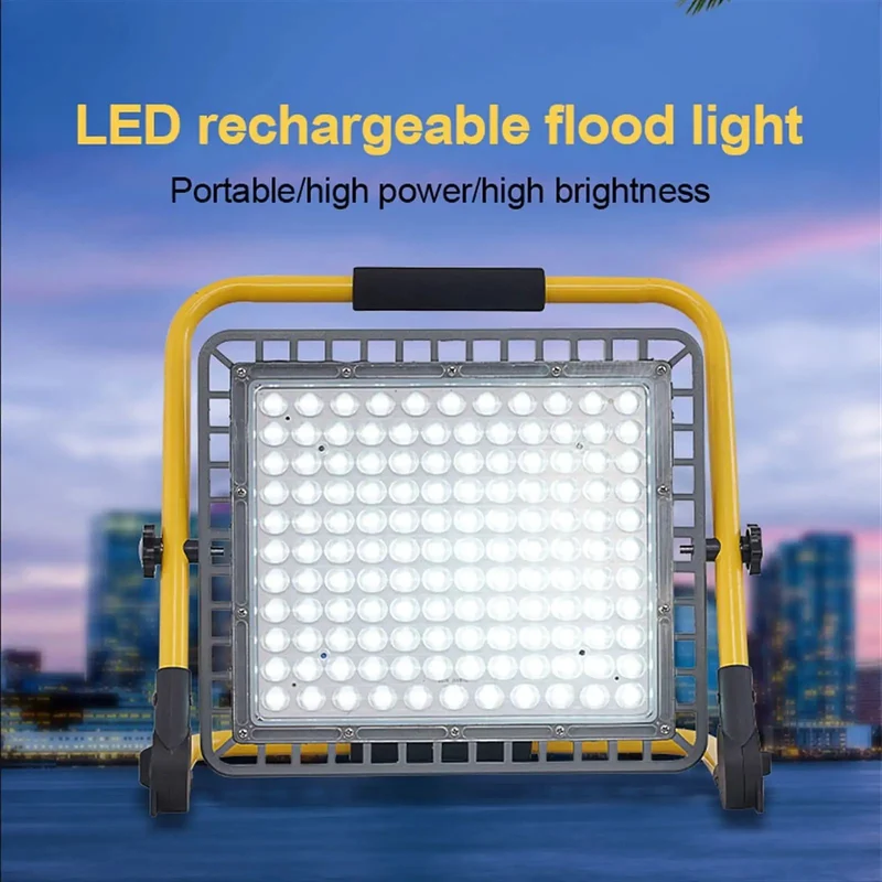 High Powered Portable Rechargeable Led Floodlight Pumping Out 100W 200W 300W Or 400W Blinding White Light With Nuts Bolts Ip65 Waterproof Aluminum Frame For The Job