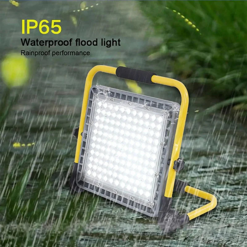 High Powered Portable Rechargeable Led Floodlight Pumping Out 100W 200W 300W Or 400W Blinding White Light With Nuts Bolts Ip65 Waterproof Aluminum Frame For The Job