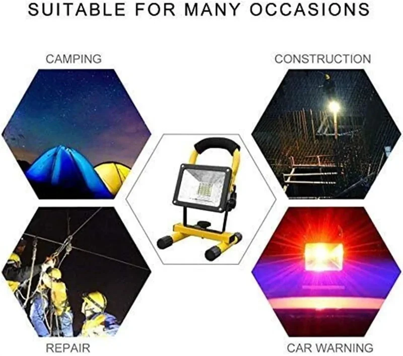 Smokin Heat 100W Rechargeable LED Work Light Portable Floodlight Rock Solid Aluminum Build Knockout 2800 Lumens Three Lighting Modes Adjustable Knobs Lightweight Grip Handle Ideal For Job Sites Camping And Rough Tasks Demanding Serious Illumination No