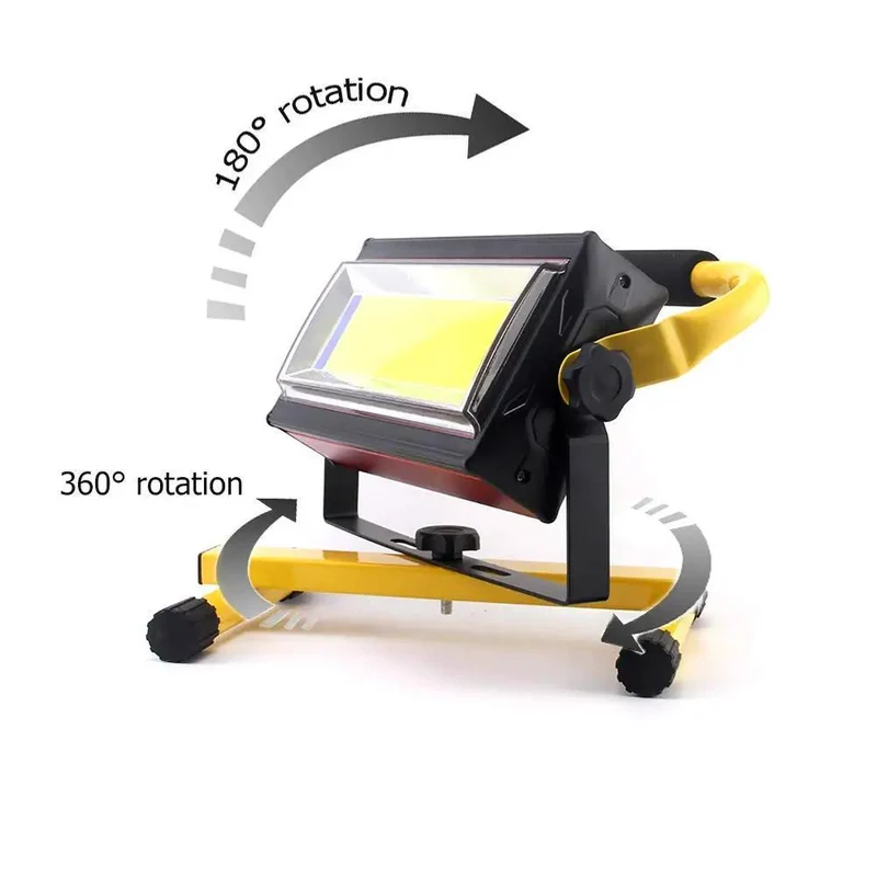 Rock Solid Grab And Go Rechargeable 70W Led Work Light Floodlamp With Adjustable Pivot Handle Portable Job Site Lamp 120 Degree Wide Beam Cordless Construction Flashlight For Crews