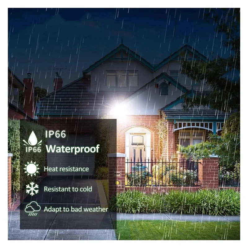 Straight Up Heavy Duty PIR Motion Sensor LED Flood Light Dang Solid Waterproof Wall Security Spotlight Plug And Play Outdoor Yard Garden Patio Lighting 30W 50W 100W 6000K Cold White