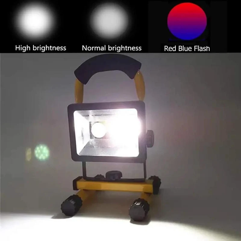 Legit Tough Portable Led Floodlight Pumping Out 30 Watts And 800 Lumens As A Rechargeable Job Site Light IP65 Waterproof Build Ready For Yard Jobs Or Late Night Shifts Featuring Four Brightness Levels Plus Emergency Flash Mode