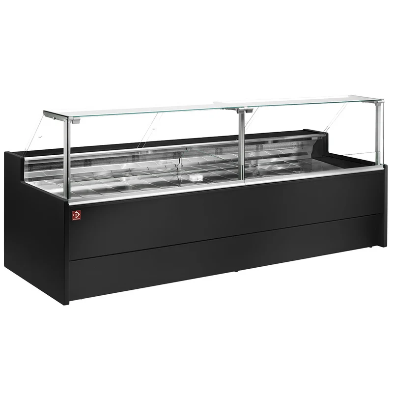 Kühltheke mit Umluftkühlung & Reservefach , 3000 mm , Schwarz, VZ30/B5-VR2