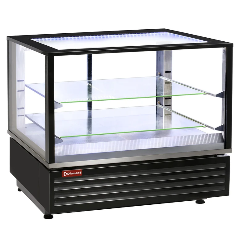 Tisch-Wärmevitrine Schwarz , 2 Ebenen , für GN 1/1 & EN 400x600, VHDP-B1