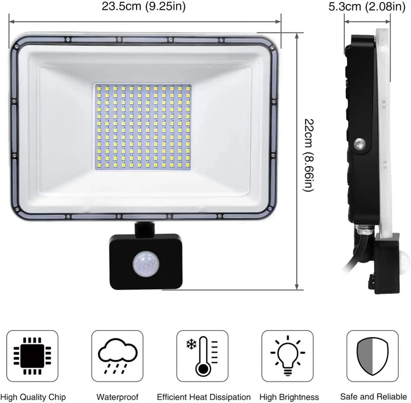 Rugged Workhorse Led Flood Light With Integrated Motion Sensor Daylight White 6500K Outdoor Indoor Security Spotlight For Garage Yard Parking Lot And Warehouse Built To Handle Anything You Throw At It