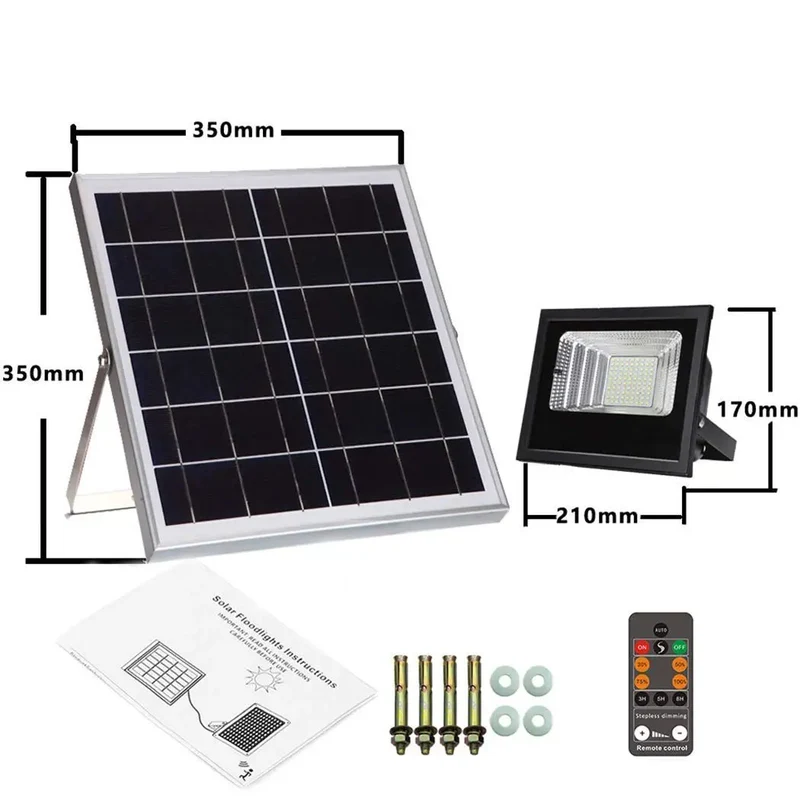 Knockout Outdoor Solar Flood Lights With Remote Control And IP66 Waterproof Housing For Backyard Security Dimmable Brightness Dusk To Dawn Sensor Heavy Duty Led Array No Hassle Mounting