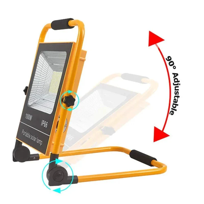 Heavy Duty Portable Led Work Light Rechargeable Solar Flood Lamp Waterproof Construction Spotlight With Massive Battery Backup And Extended Run Time Straight Up Built Damn Tough For Any Job Site