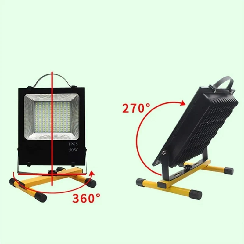 Badass 150W LED Flood Light Rechargeable Portable Searchlight Emergency Workhorse For Camping And Jobsites High Intensity White Glow Rust Proof Aluminum Build All Day Battery Life Beast Mode