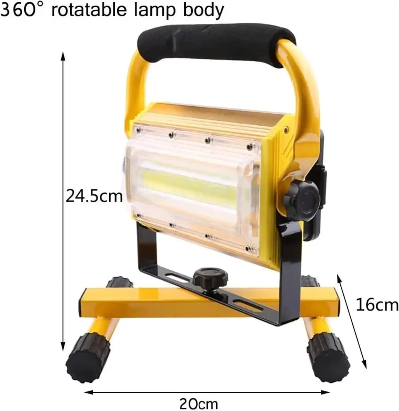 Ultra Bright 100W Led Rechargeable Work Light Pumping Out 2000 Lumens Of Badass Flood Illumination Featuring Rugged Ip65 Waterproof Housing And Heavy Duty Battery Pack For Tough Jobsite And Outdoor Runs