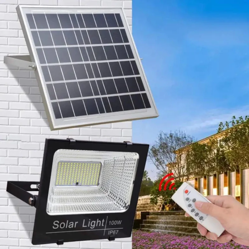 Tough As Nails Solar Security Flood Lights With 108 Led Bulbs And 60 Watt Output Featuring Durable IP67 Waterproof Build Three Custom Lighting Modes And Slick Wireless Remote For Backyards Patios And Driveways