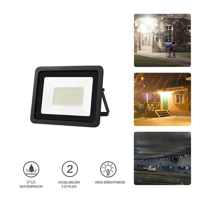 Heavy Duty IP68 Waterproof Led Flood Light With Aluminum Housing And Matte Black Shell For Outdoor Garden Yard Court Street Projector Spotlight Knockout Performance