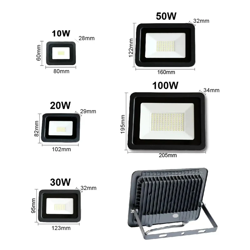 Heavy Duty IP68 Waterproof Led Flood Light With Aluminum Housing And Matte Black Shell For Outdoor Garden Yard Court Street Projector Spotlight Knockout Performance