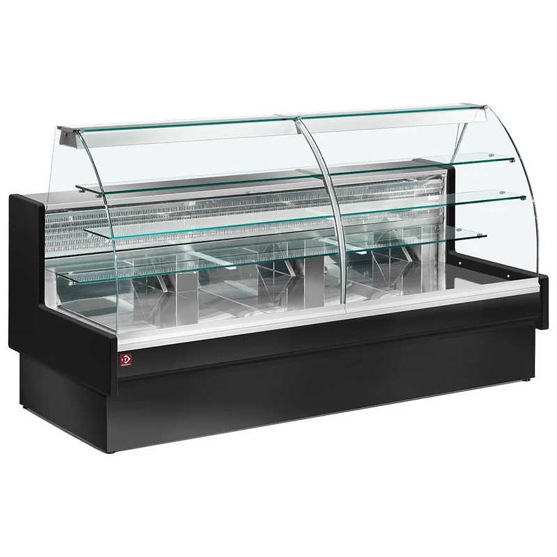 Konditoreitheke mit Schubladen , 2200 mm , Statische Kühlung , Schwarz, VE22/B5-R2P