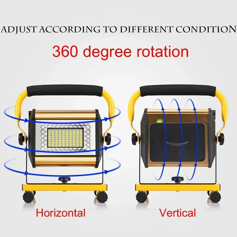 Heavy Duty Badass Bright Rechargeable Cordless Led Work Light Featuring 360 Degree Swivel Design And Ultra Tough Ip65 Waterproof Shell For Garage Mechanics And Campsites