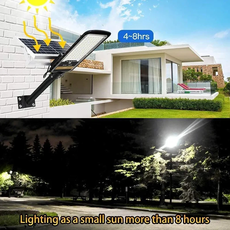 Heavy Duty 80W LED Solar Street Lights Outdoor With Remote Control Top Tier Waterproof IP67 Security Flood Light Dusk To Dawn Sensor For Yard Driveway Patio And Garage Badass Brightness