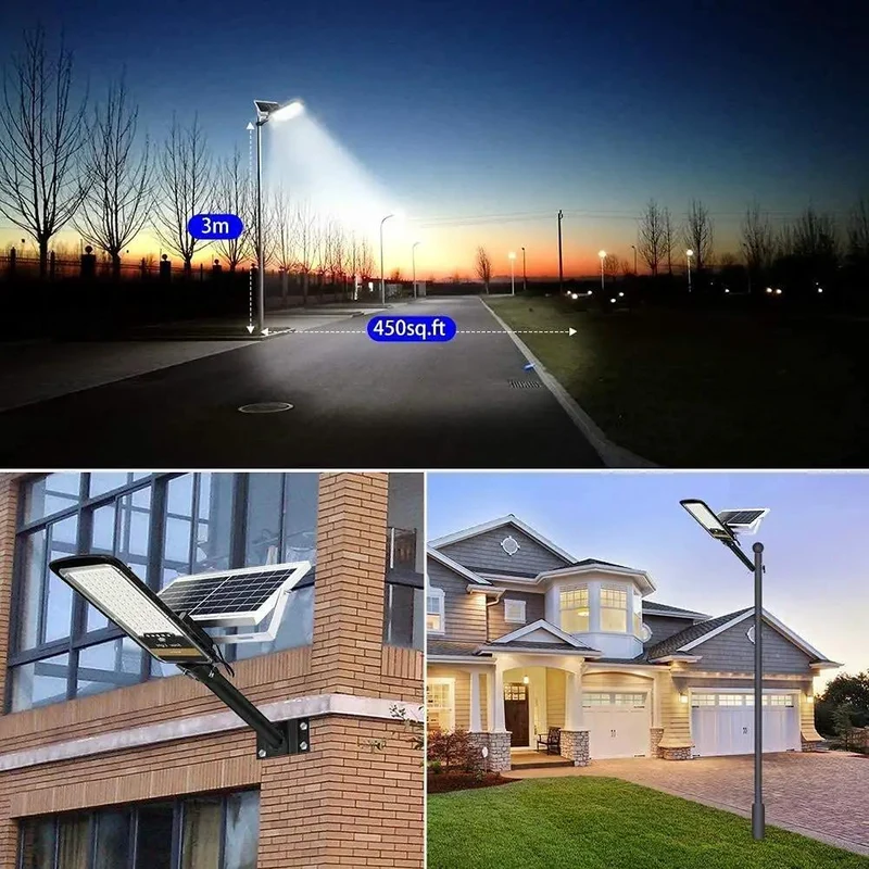 Heavy Duty 80W LED Solar Street Lights Outdoor With Remote Control Top Tier Waterproof IP67 Security Flood Light Dusk To Dawn Sensor For Yard Driveway Patio And Garage Badass Brightness