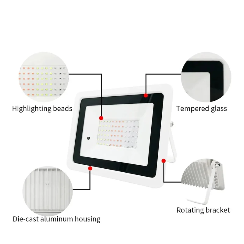 Super Slick 50W LED RGB Flood Light IP68 Waterproof Outdoor Spotlight And Projector For Courtyard And Barn Drop Dead Bright Kick Butt Colors Rock Solid Diecast Aluminum Housing Beast Mode Lighting