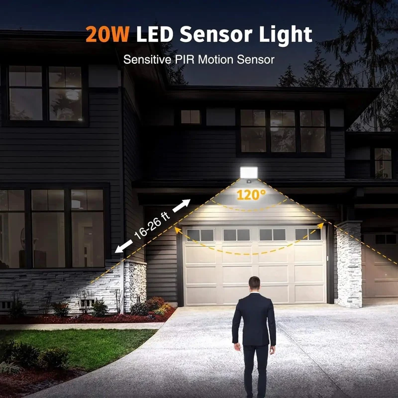 Rock Solid 20W LED PIR Floodlight With Smart Motion Trigger For Smooth Nighttime Coverage Heavy Cast Aluminum Housing Featuring Reliable Heat Venting And Complete IP67 Weatherproof Protection Built To Perform Flawlessly Day And Night