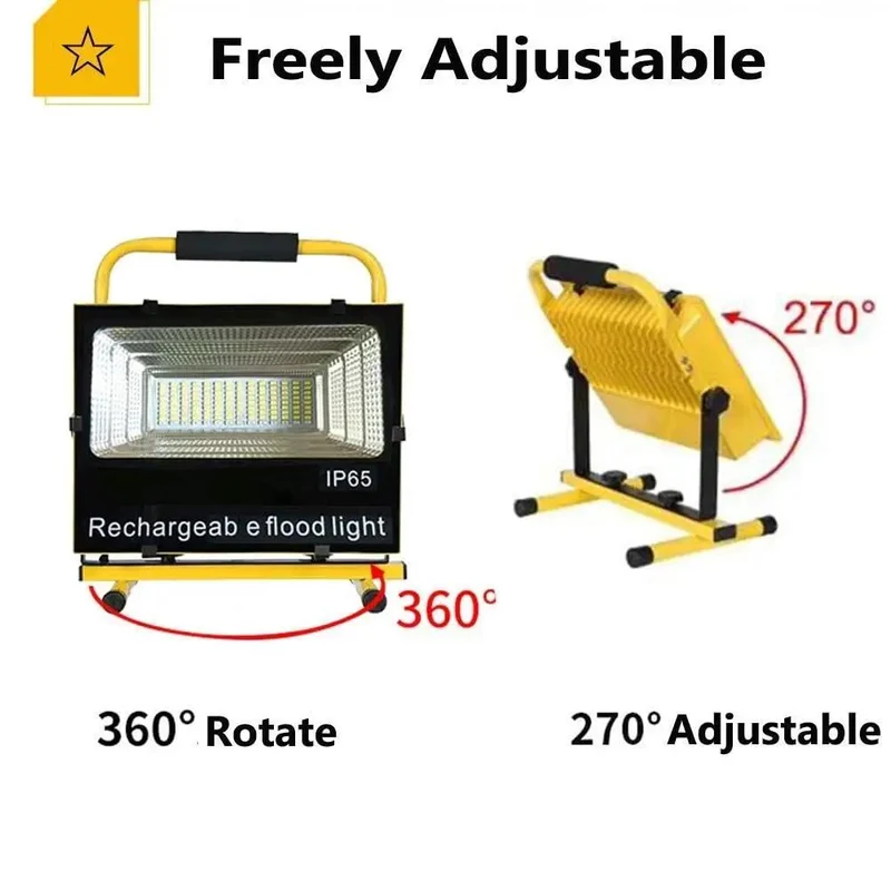 Heavy Duty Rechargeable Led Floodlight Swivel Handle Mount 120 Degree Wide Beam Waterproof Portable Work Light Tough As Nails No Sweat Build For Outdoor Projects And Construction Sites