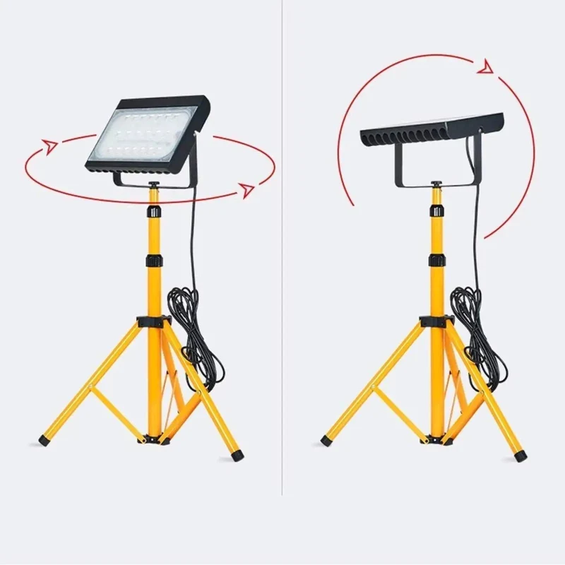 Heavy Duty IP66 Waterproof LED Floodlight With Adjustable Tripod Stand 50W 100W 150W 200W Super Bright Cool White Outdoor Security Spotlight For Yards And Jobsite