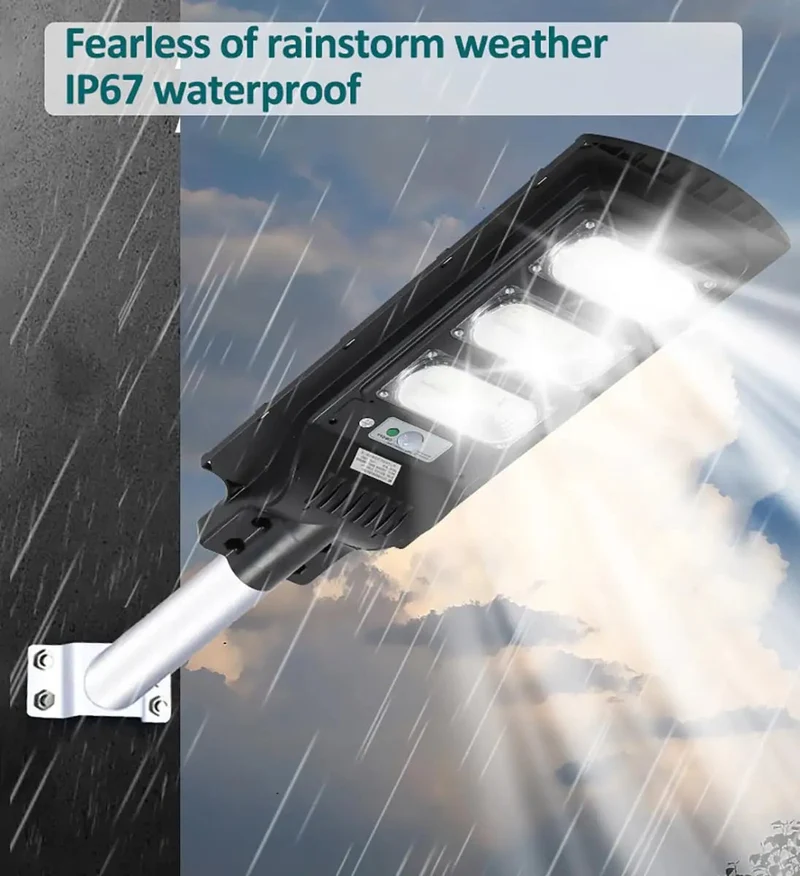 Hella Bright 300W Led Solar Street Light Featuring Motion Detection Remote Control And Rock Solid Water Resistant Housing For Outdoor Yard Driveway Security Lighting Dusk To Dawn
