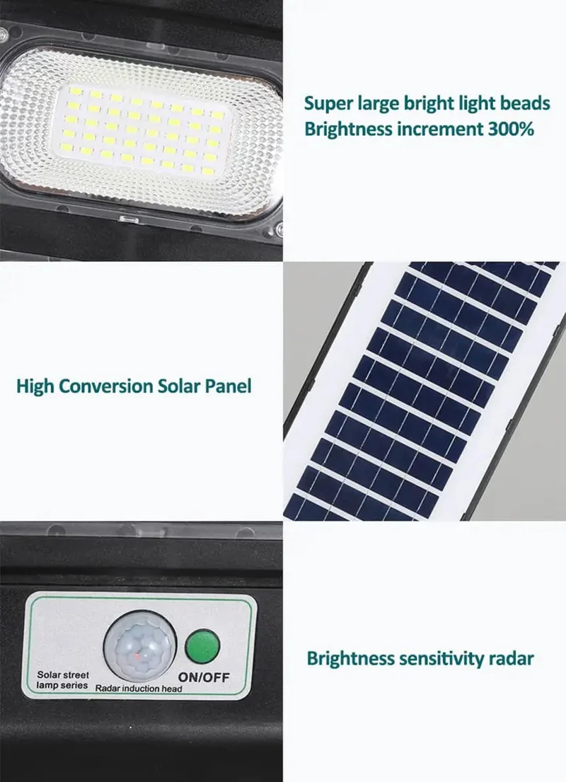 Hella Bright 300W Led Solar Street Light Featuring Motion Detection Remote Control And Rock Solid Water Resistant Housing For Outdoor Yard Driveway Security Lighting Dusk To Dawn