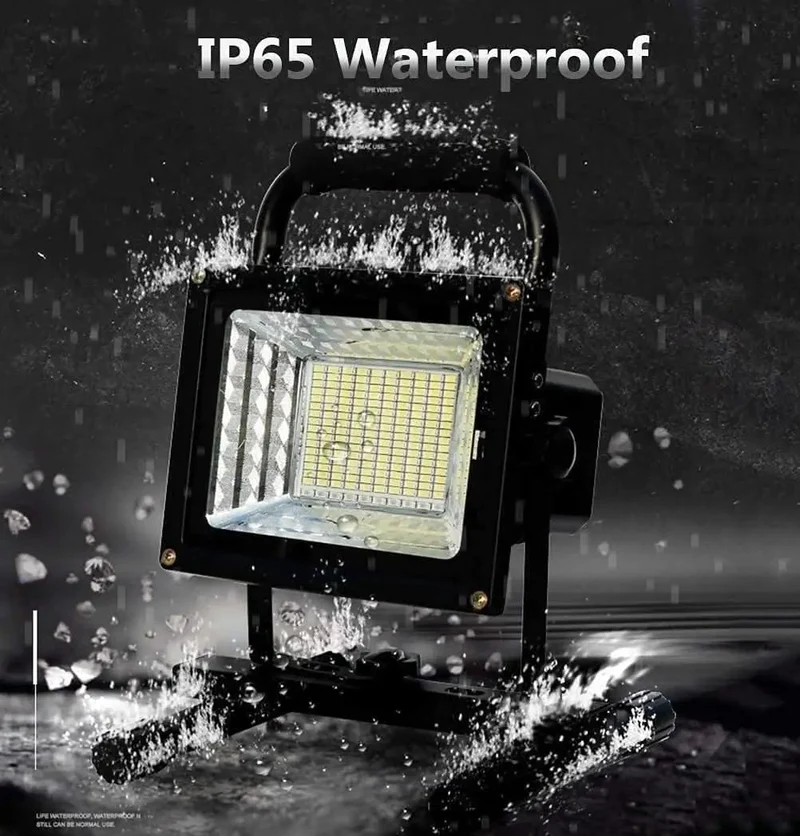 Hefty 200W LED Floodlight With Wireless Remote And Quick Toggle Between Solid Bright Beam Or Sharp Red Blue Warning Strobe Mode For Tough Jobsite Work Nights